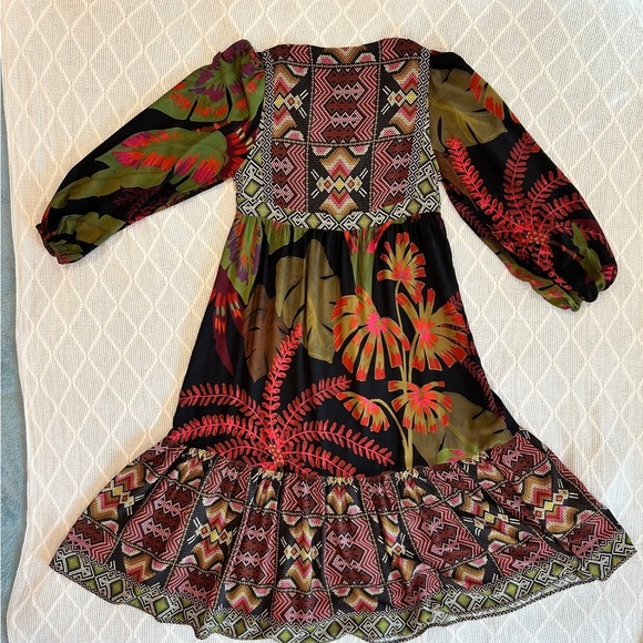 Farm Rio Tropical Forest V-Neck Midi Dress - Multi color size XS. - Picture 11 of 12
